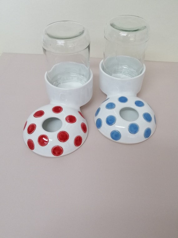 Handmade Ceramic Cat Water Bowl: Non-Wet dispenser for Long-Haired Pets