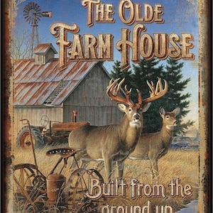 The Olde Farmhouse | Retro | Old Sign | Vintage Sign | Tin Sign | Garage Sign | Vintage Tin Sign | Outdoor Sign | Farmhouse Sign | Farm Sign
