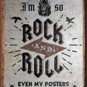 Rock and Roll | Vintage Sign | Tin Sign | Garage Sign | Vintage Tin Sign | Outdoor Sign | Man Cave Sign