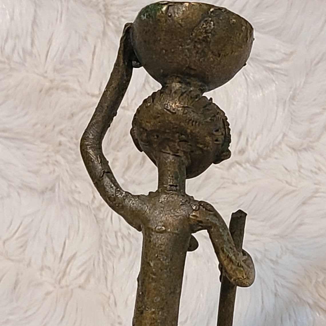 African Metal Sculpture: Woman carrying basket | Etsy