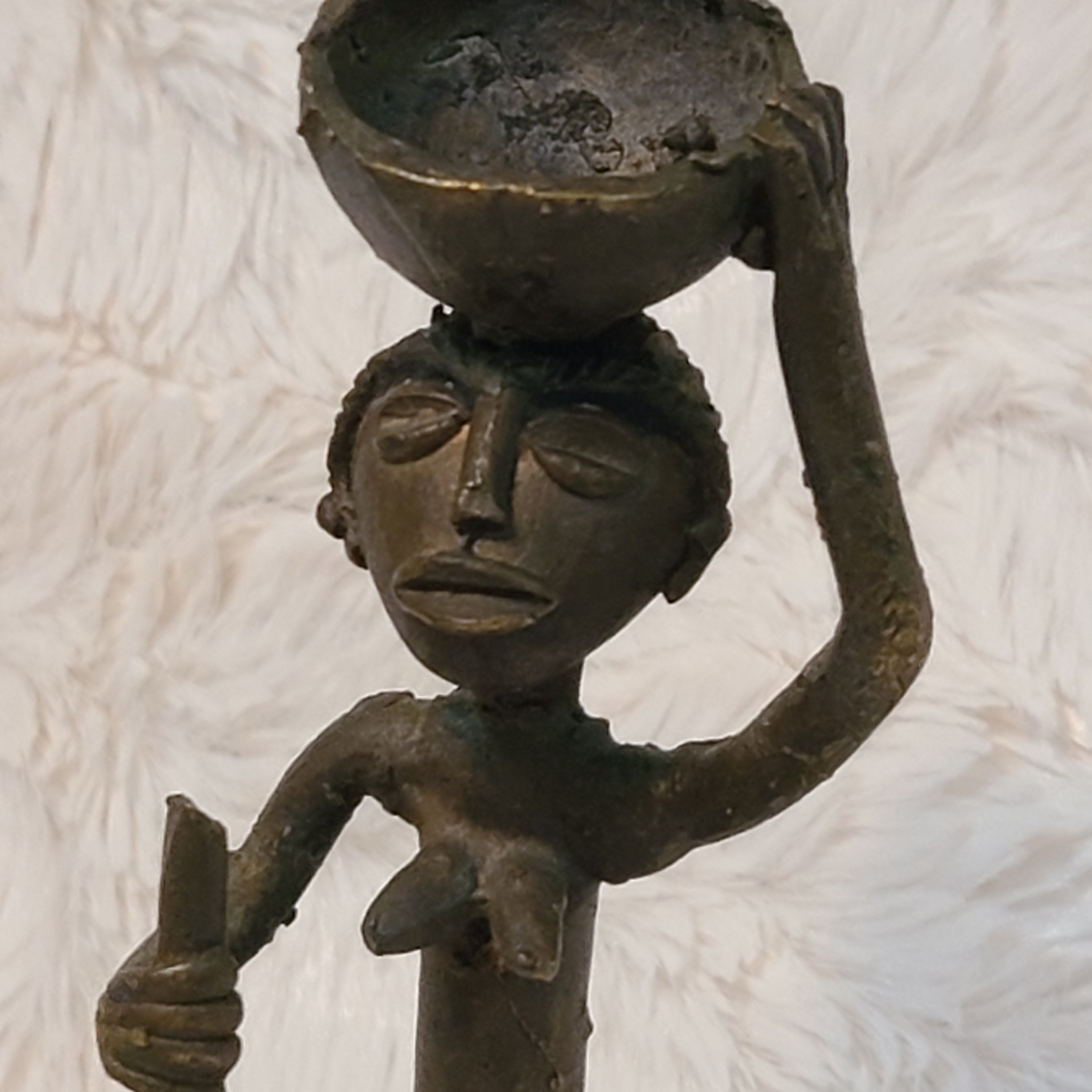 African Metal Sculpture Woman carrying basket Etsy