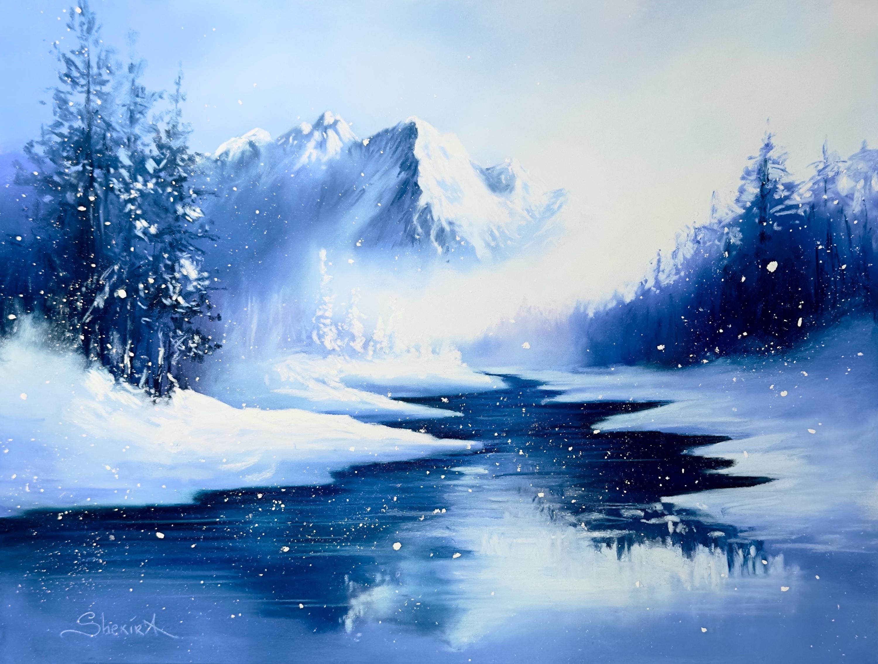 Original Soft Pastel Winter Painting – “the Song of Snow” - Etsy