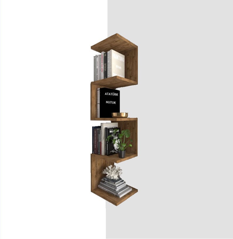 Rustic Corner Wall Racks Wall Mounted Floating Bookshelf Etsy