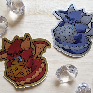 Baby Dice Dragons / Adesivo in vinile con lamina d&#39;oro / argento