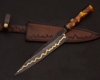 Handmade Beautiful Kitchen Chef Knife 440 C Blade with Leather Sheath