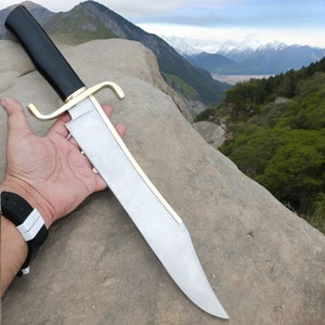 Handmade D2 Steel Bowie Knife: 20&quot; Hunting Camping Knife with Leather Sheath