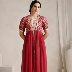 Printed Kurti With Trousers & Jacket Co-Ords Set For Women, Kurta Set With Jacket, Indo Western Outfit, Wedding Guest Ethnic Indian Dress