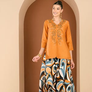 Embellished Kurta With Palazzo Set for Women, Coord Set, Festival Outfit, Ethnic Indian Dress, Indo Western Outfit, Wedding Guest Kurti Set