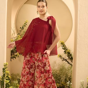 Embellished One Shoulder Top With Palazzo Set For Women, Ethnic Indo Western Outfit, Coords Set, Indian Dress, Indian Wedding Guest Outfit