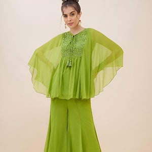 Embellished Kaftan Top With Palazzo Set for Women, Coord Set, Festival Outfit, Ethnic Indian Dress, Indo Western Outfit, Kaftan Kurti Set