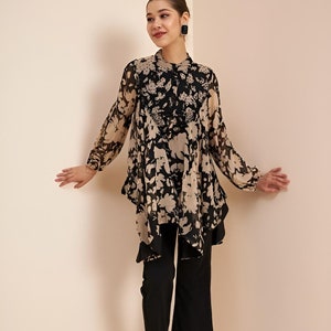 Embellished Printed Asymmetric Top With Palazzo Set For Women, Party Wear Kurti Set, Indo Western Outfit, Ethnic Indian Dress, Wedding Wear