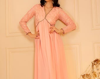 Embellished Sequinned Empire Maxi Ethnic Dress For Women, Indian Dress For Women, Indo Western Outfit, Maxi Dress For Women, Indian Gown
