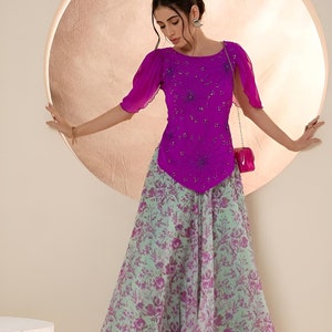Embellished Top With Palazzo Set for Women, Coord Set, Festival Outfit, Ethnic Indian Dress, Indo Western Outfit, Party Wear Fusion Outfit