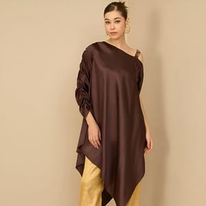 One Shoulder Jacquard Tunic With Trouser Set For Women, Kaftan Top With Palazzo, Ethnic Indian Dress, Indo Western Outfit, Kaftan Kurti Set