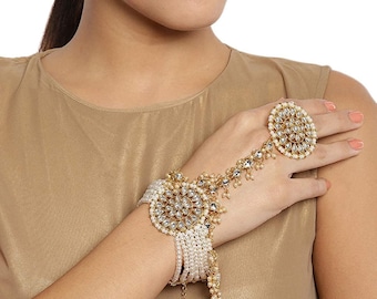 Harnais à main pour femmes, Haath Phool, Bracelet avec anneau réglable, Haath Phool traditionnel ethnique indien, Bijoux de mariée