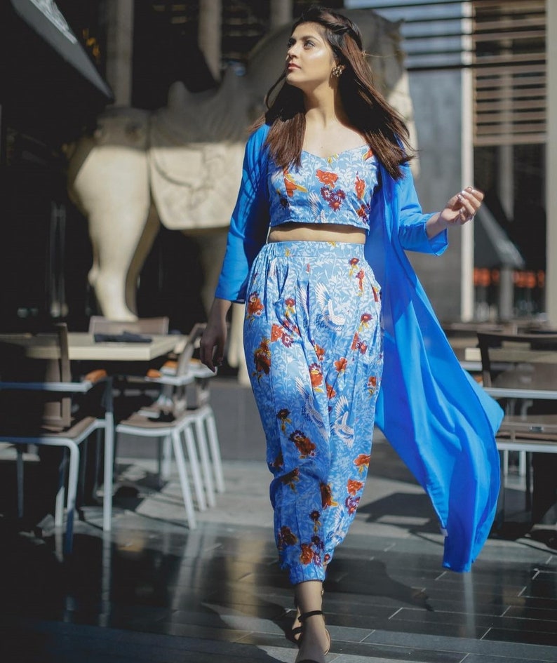 Indian Crop Top With Dhoti Pants and Shrug for Women & Girls - Etsy