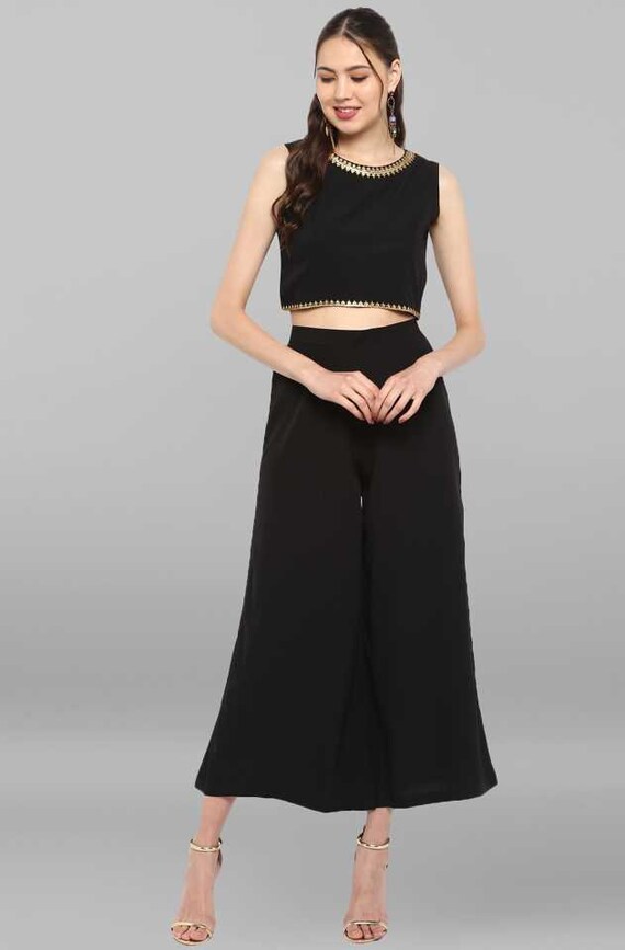 Designer Crop Top and Palazzo With 