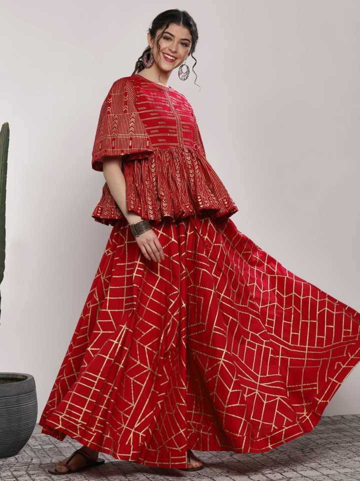 Indian Kurti with Skirt Set Cotton Lehenga Choli for Women Etsy
