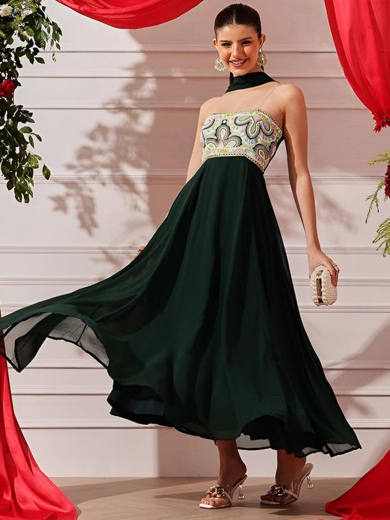 india formal dress Lou Embroidered Crepe Bell Sleeve Dress – Tadashi Shoji Official Online  Boutique
