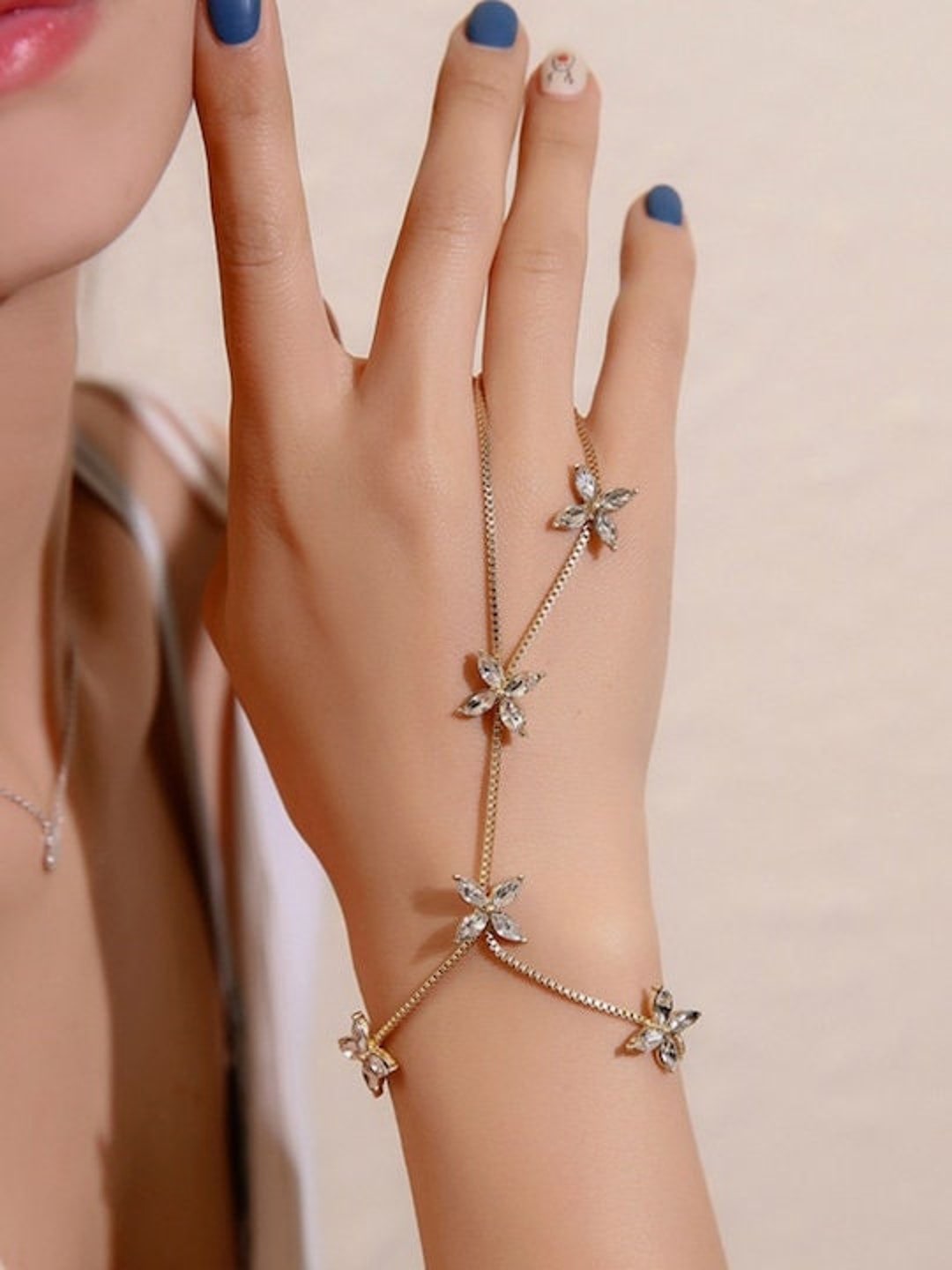 Obmyec Pearl Hand Chain Wedding Finger Ring Bracelets India | Ubuy