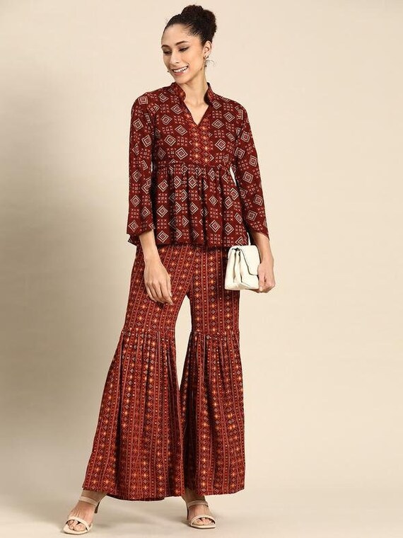 Designer Indian Short Peplum Kurti With 