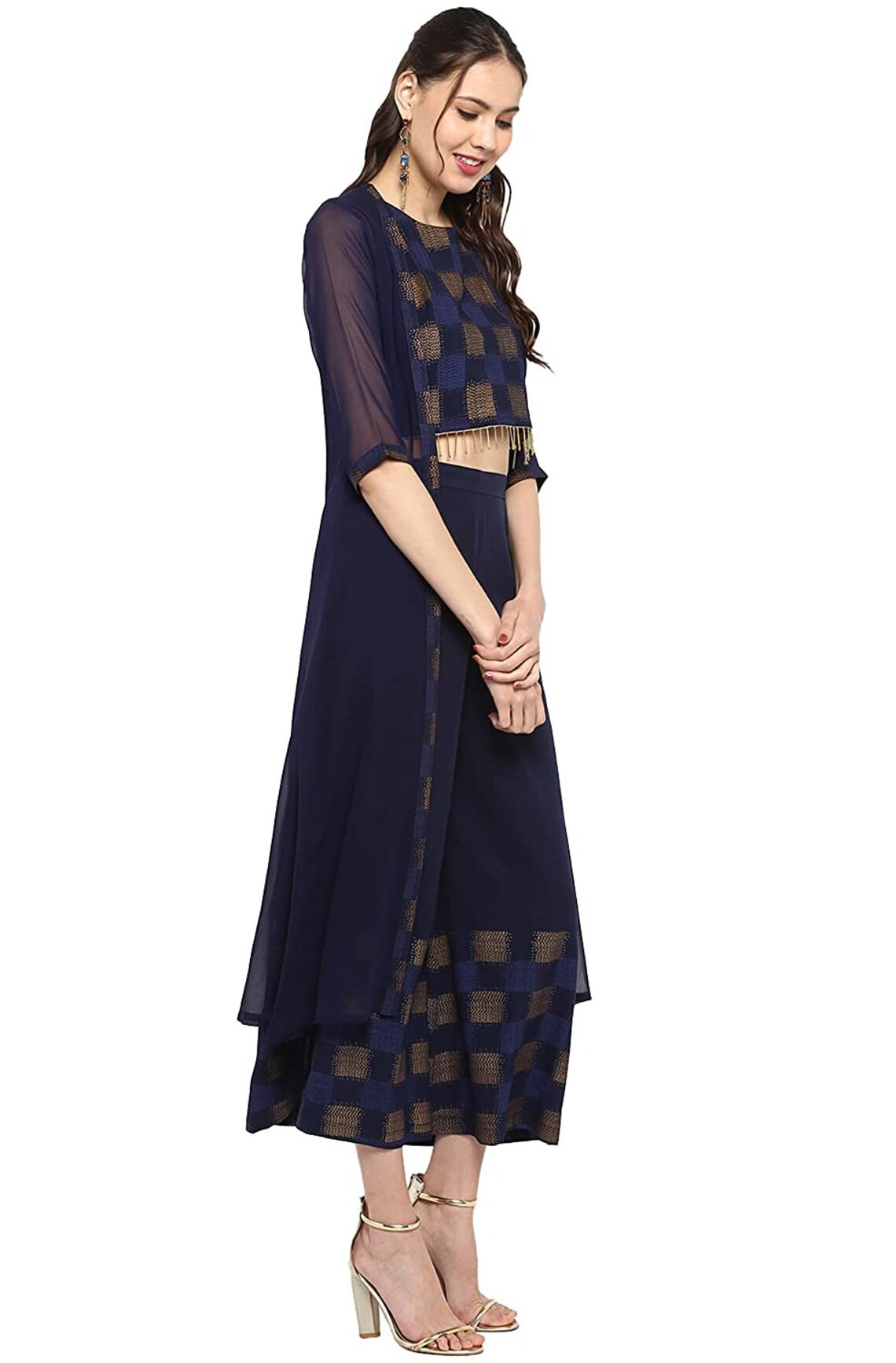 crop top with shrug and pant