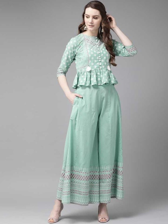 Designer Cotton Peplum Kurti With 