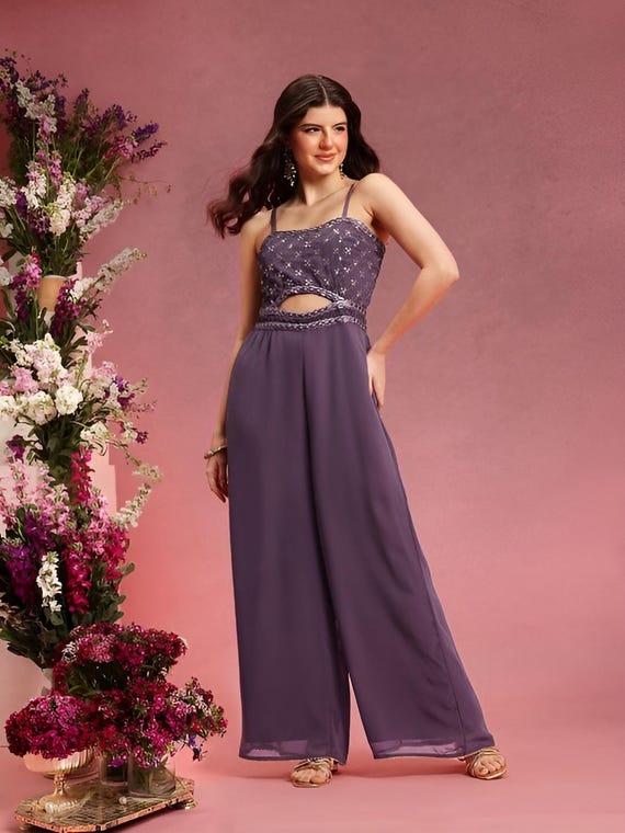 Embroidered Jumpsuit for Women, Indian Dress for Women, Indian Jumpsuit,  Indian One Piece, Indo Western Outfit, Wedding Guest Outfit - Etsy Australia