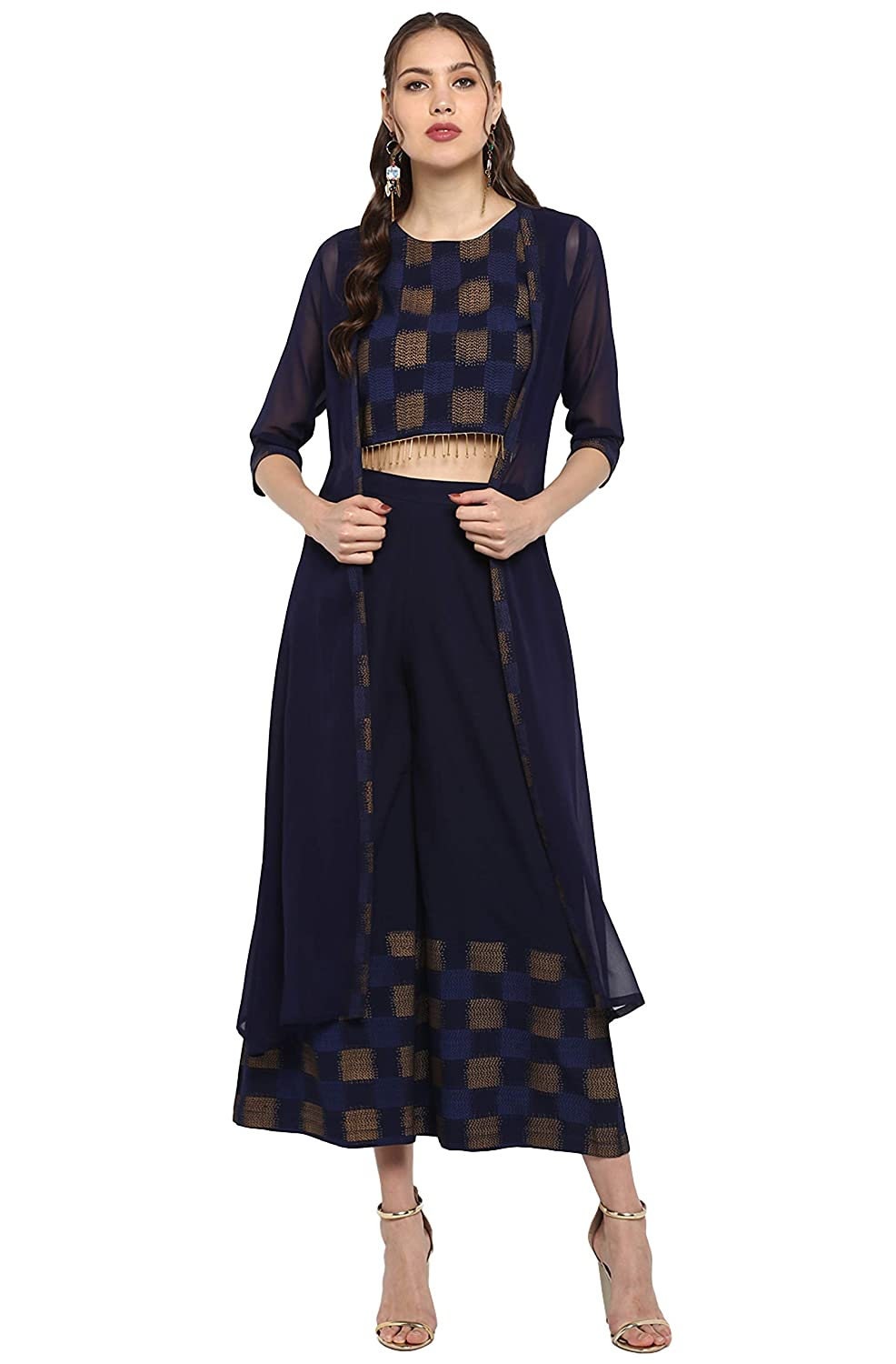 crop top with pants and shrug