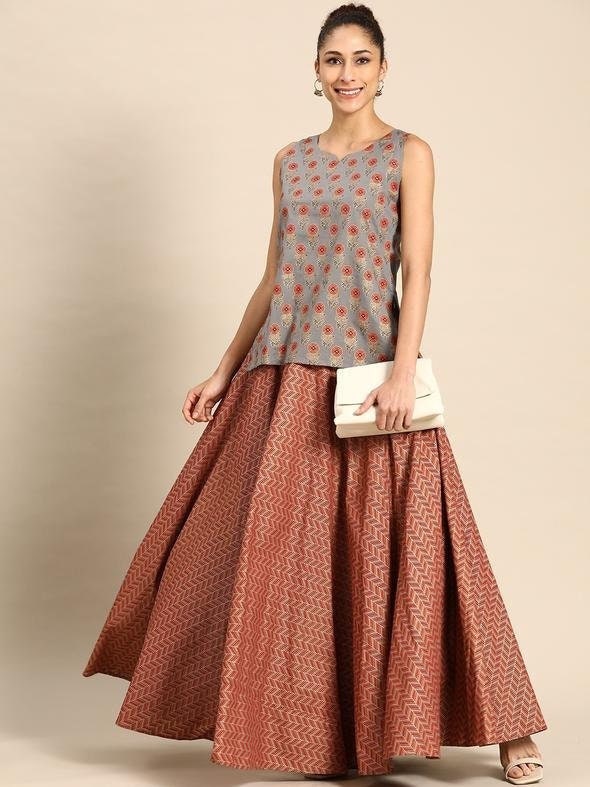 Designer Short Kurti With Skirt Set for 
