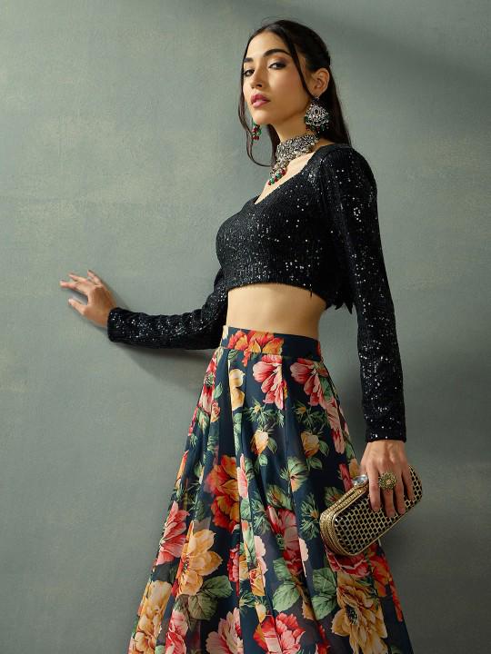 party wear crop top dress La Femme