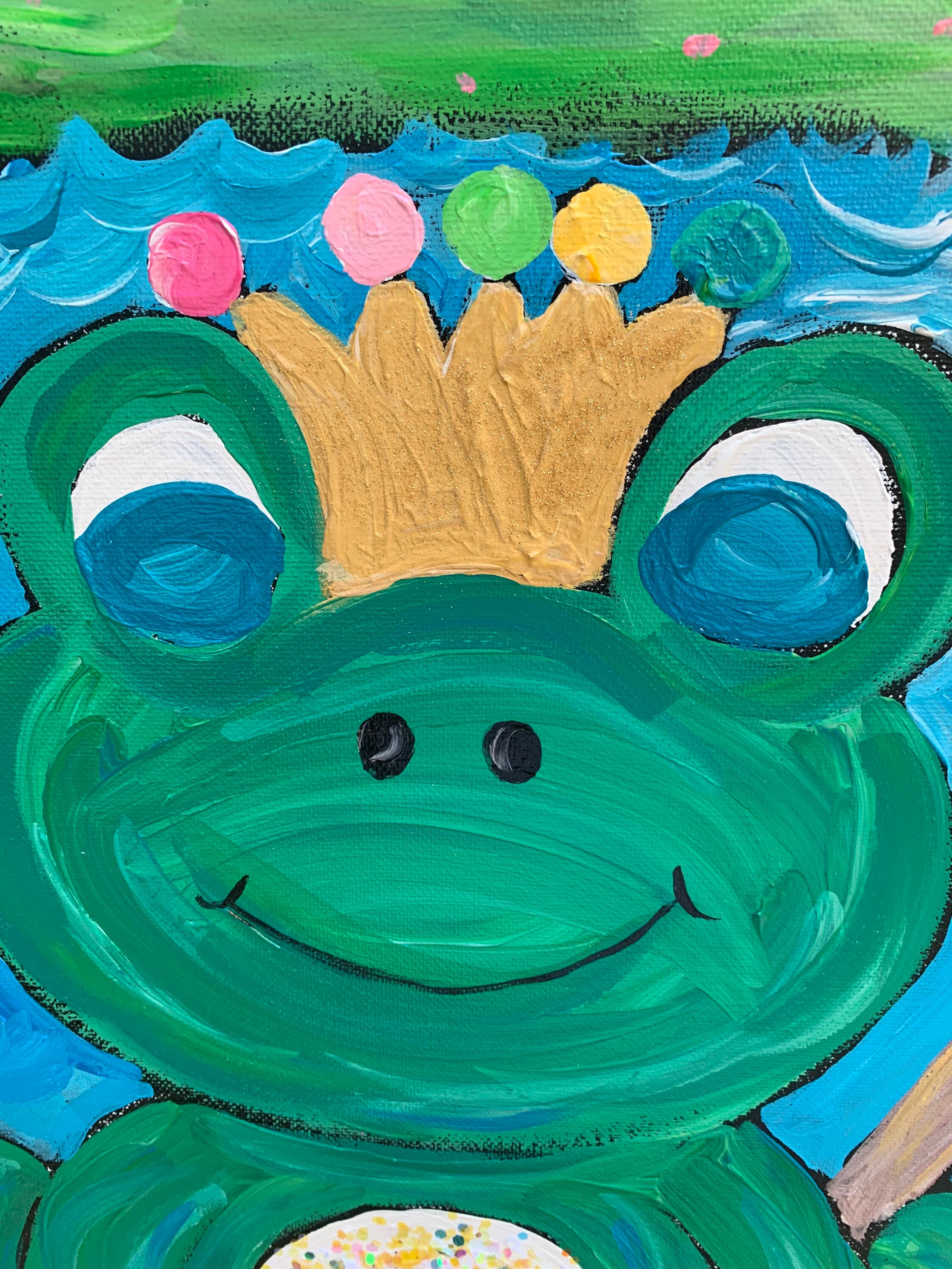 Whimsical frog art/Frog acrylic painting for girls | Etsy