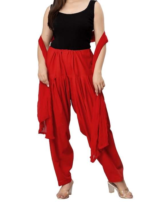 Buy Woman's Plain Cotton Patiala Salwar With Dupatta /patiala Combo  Color-red free Size Online in India - Etsy