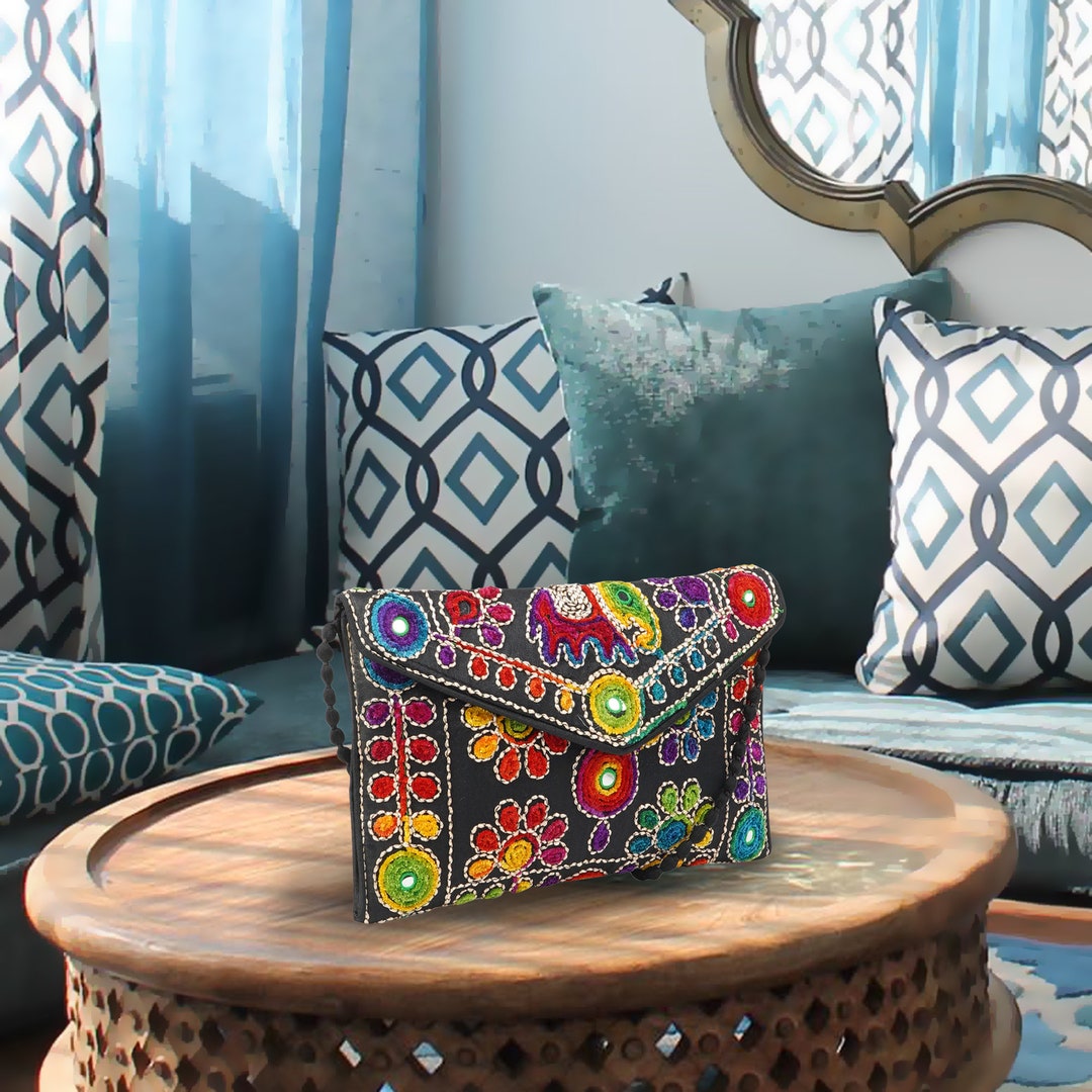 Rajasthani & Gujarati Embroidery Flower Designs Clutch / Sling