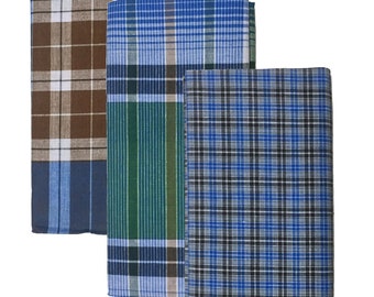 Assorted Checks Pure Cotton Lungis for Men Set of 3 Piece Lungis  Kerala Style Ethnic Nightwear Comfortable Lungies Traditional Lungi/Dhoti