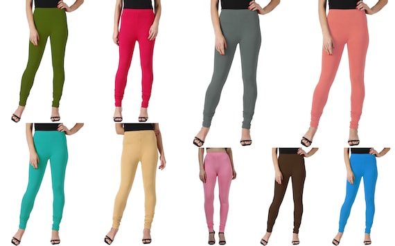 Women's Ethnic Cotton Lycra Churidar Leggings Solid Stretch Comfortable  Super Soft Leggings Free Shipping -  Canada