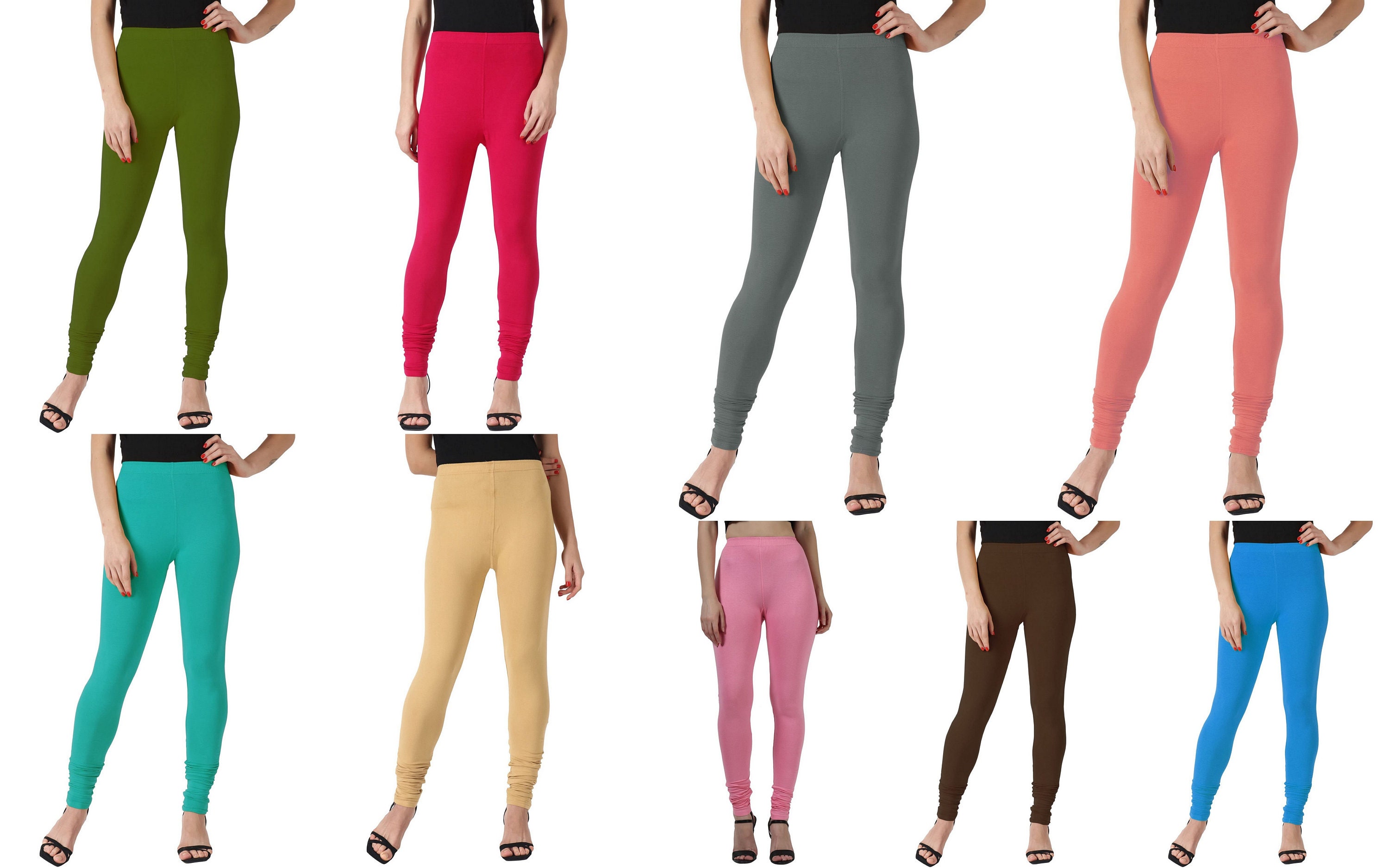 Legging Cotton Lycra Women's Leggings Comfortable Yoga Pants Churidar  Casual Trouser Indian Ruby Style Free Size Legging 