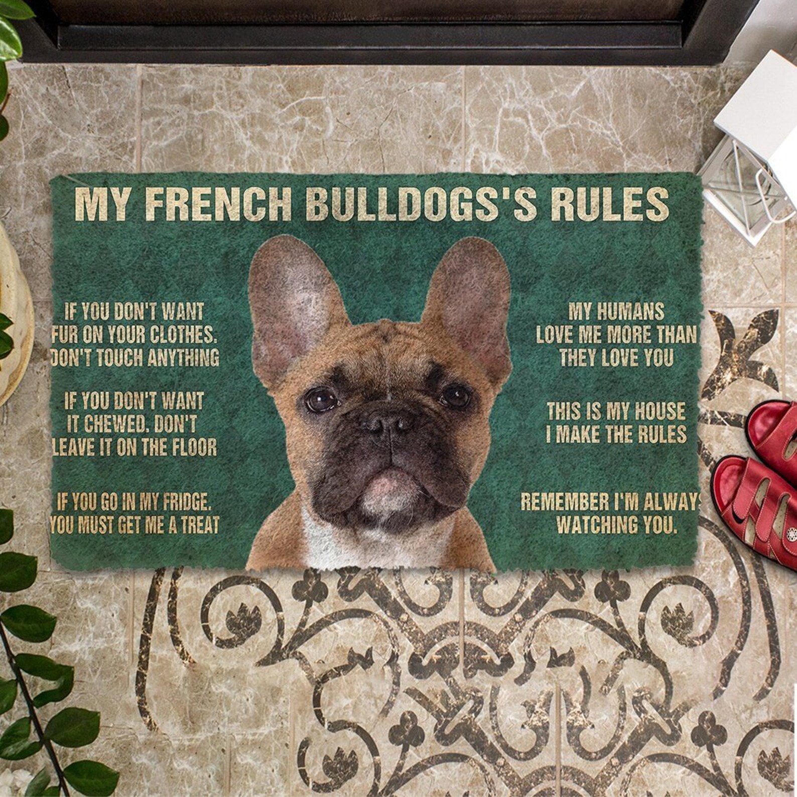 Personalized My French Bulldog's Rules Doormat Etsy