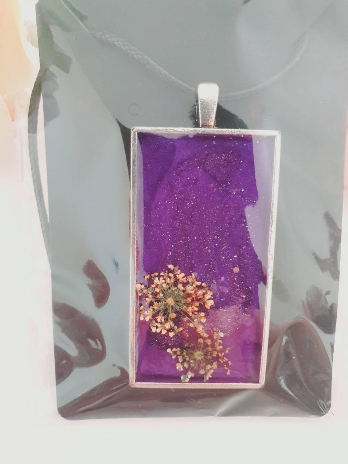 Große rechteckige Epoxid-Anhänger mit eingelegten Blumen | Etsy