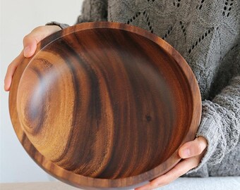 Solid Wood Bowl Kitchen Wooden Dessert Salad Soup Food Rice Bowls Loong