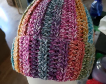Rainbow Ribbed Hat