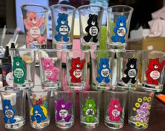 Swear Bear Care Bear Shot Glasses! Funny gifts!