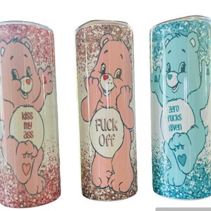 Swear Bear Tumbler! Care Bear swear bears. Funny gifts. Includes lid and straw 20 oz