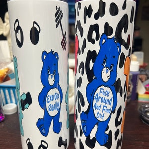 Swear Bear care Bear 20 oz tumblers! Funny gifts! Includes lid and straw!