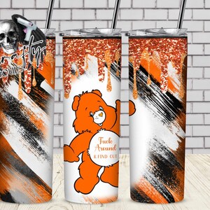 Swear Bear Care Bear Tumbler! 20 Oz tumbler includes lid and straw! Funny gifts!