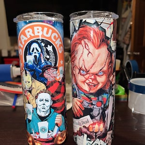 Bicchiere dell'orrore! Include coperchio e cannuccia! Ottimo regalo per gli amanti dell'horror!