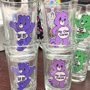 Swear Bear Care Bears Shot Glasses Funny gifts No one cares