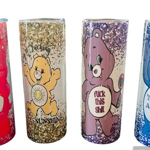 Swear Bear Tumblers! Care Bear swear bears! Makes a great gift. Funny gift 20 oz includes lid and straw