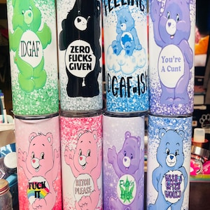 Swear Bear Care Bear 20 oz Tumbler! Includes lid and straw! Funny gifts!
