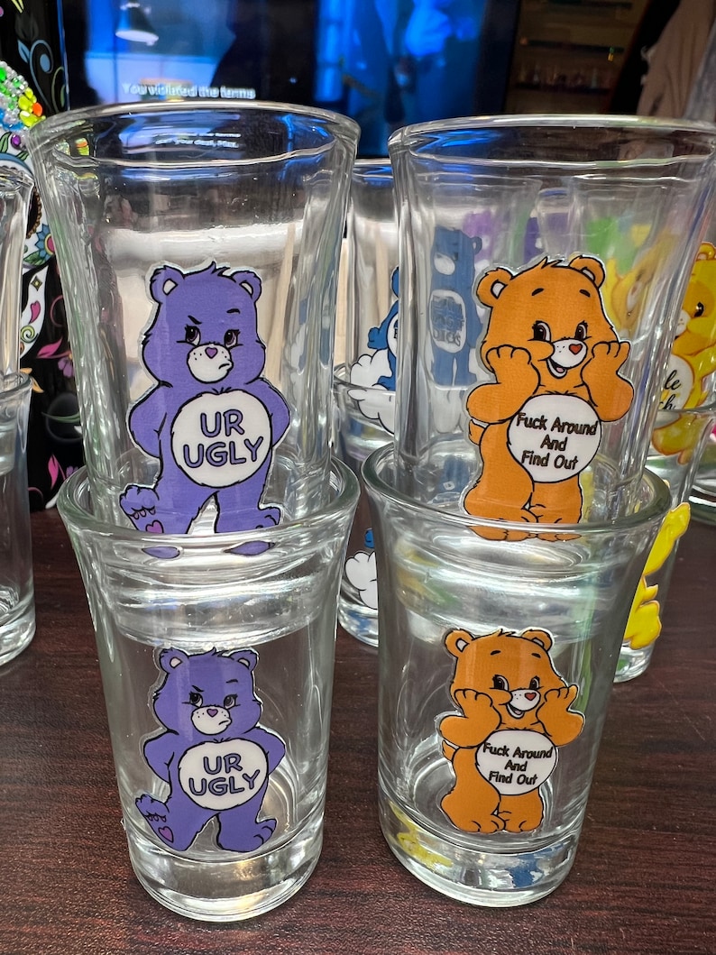 Swear Bear Care Bears Shot Glasses Funny gifts image 8